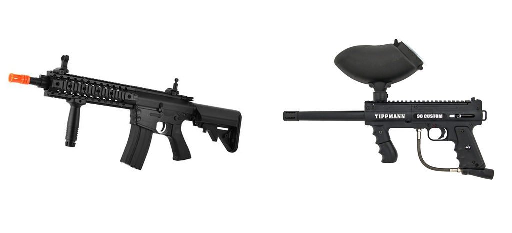 airsoft and paintball gun 