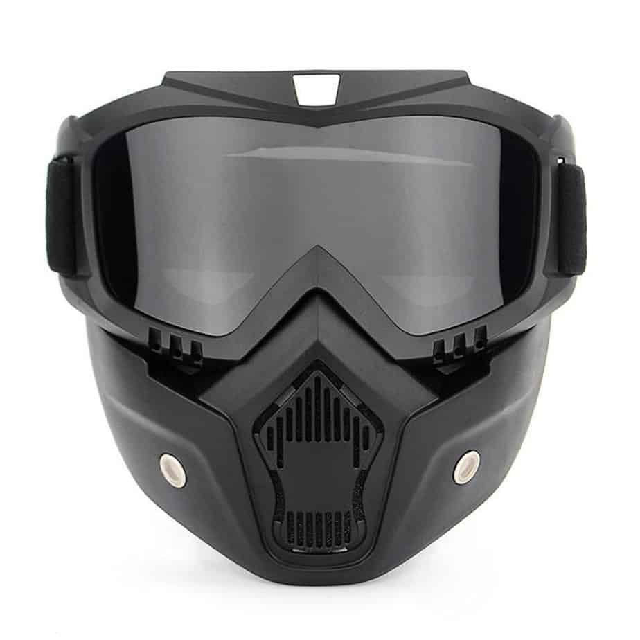 front view of goggles and mask 